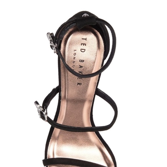 Ted Baker NEW black suede heels ankle 3 straps - Picture 4 of 12